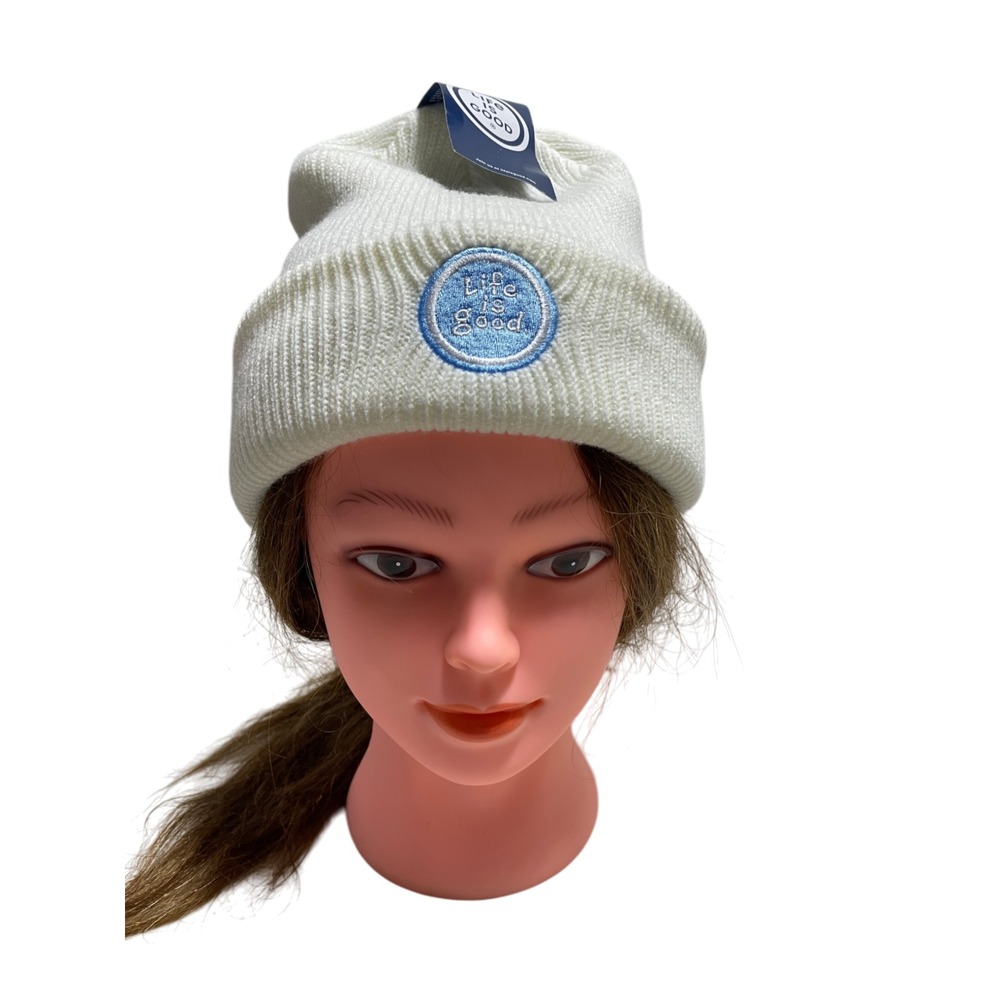 Life is Good Off White Cozy Cuff Beanie One Size NEW